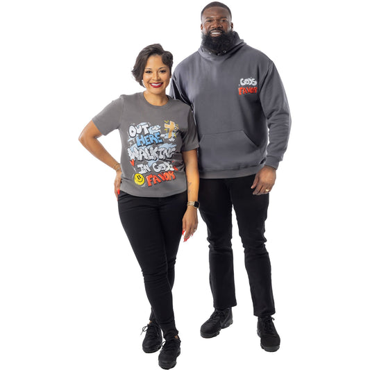 Walking In God's Favor Hoodie + FREE TEE (Charcoal)